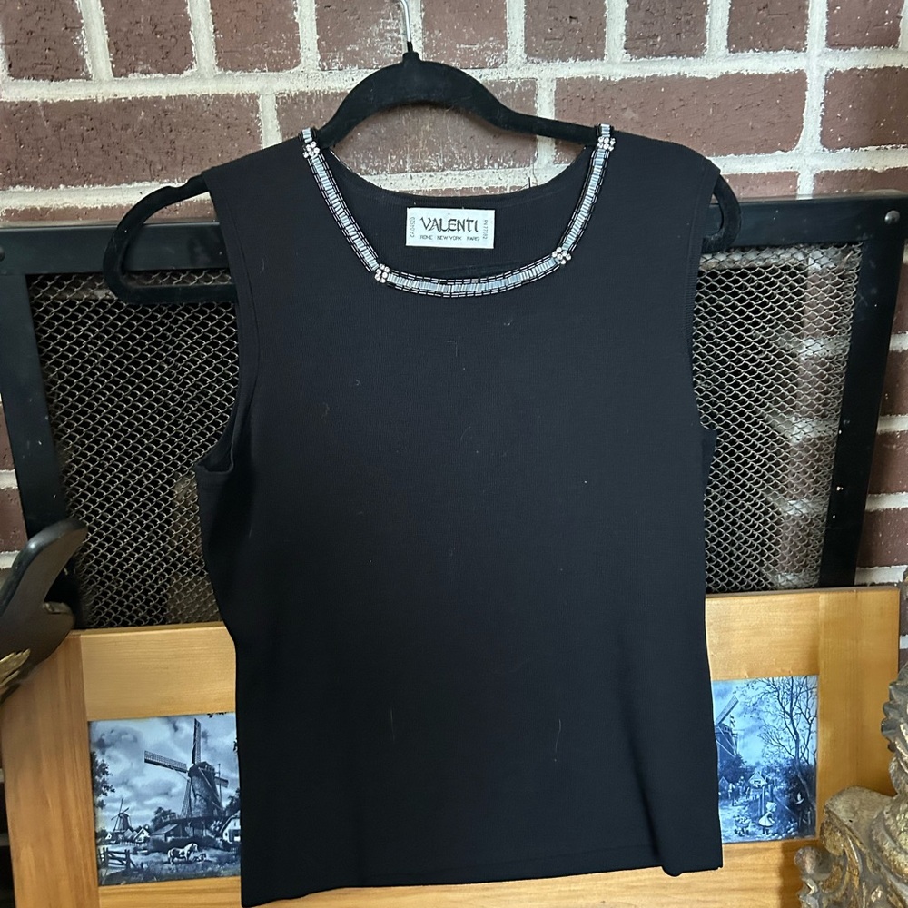 VALENTI beaded neck sleeveless blouse